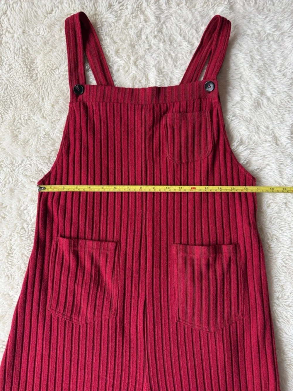 Halara Woman Red Ribbed Adjustable Straps Overall LARGE Boho Preppy Folk Country - Picture 7 of 9